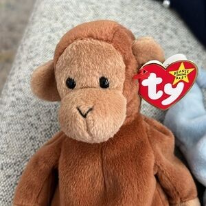 Vintage original TY Beanie Baby - Bongo the Monkey and Spike the Rhino